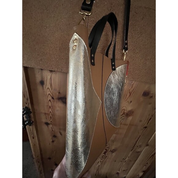 Orla Kiely Tote Bag in Leather and Metallic Brown  Women Tote NWT Anthropologie - Picture 8 of 11